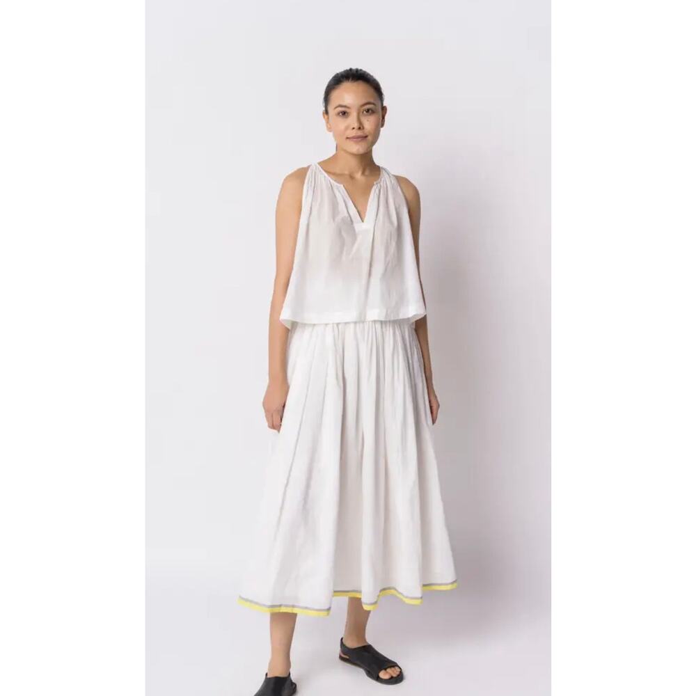 World Of Crow White Cotton Tank Top Blouse Cottagecore XS Crop Minimalist